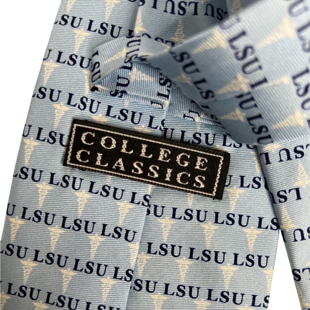 LSUHSC Silk Tie College Classics LSU Health Sciences Center Light Blue - Picture 6 of 6